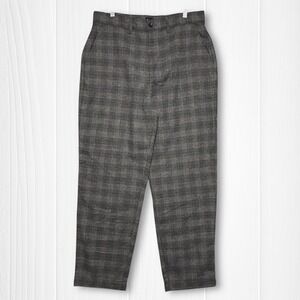 GAP Mens Relaxed Taper Plaid Wool Blend Dress Pants Size 33x30 Gray